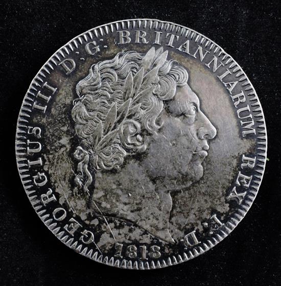 A George III silver crown, 1818,